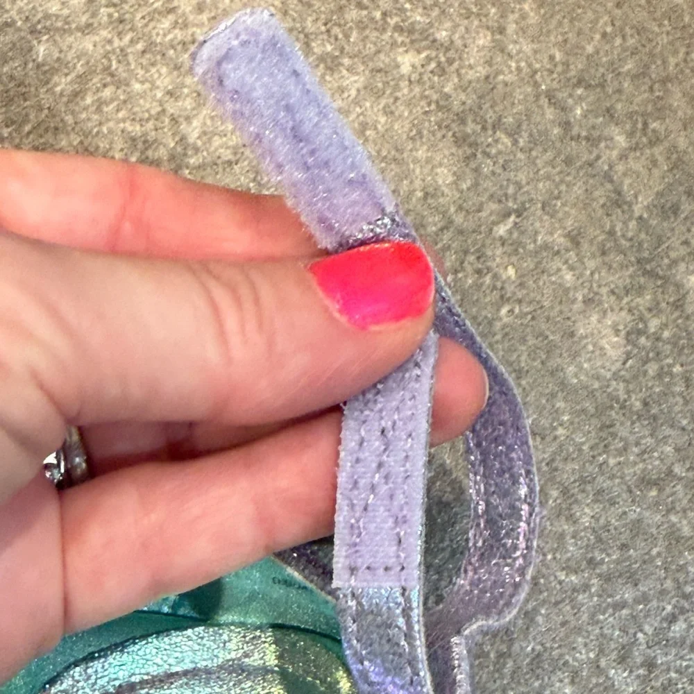 Disney Girls Iridescent Teal and Purple Gem Dress Sandals